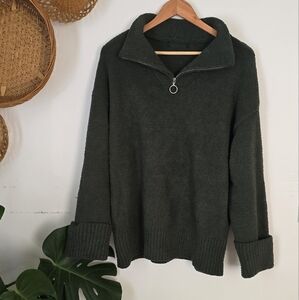 Dark Green Quarter-Zip Sweater